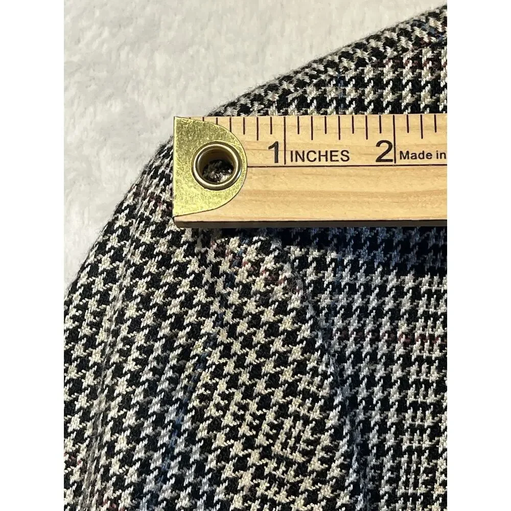 Stafford Mens 46R Black Beige Burgundy Houndstooth Plaid Blazer Sport Jacket - Picture 10 of 16